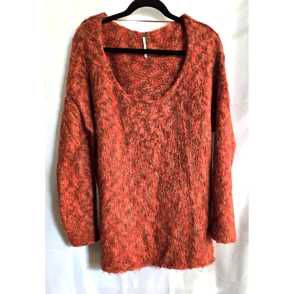 M‎ Free People Sweater Tunic Orange Knit Pullover Oversized chunky sweater - Picture 4 of 9